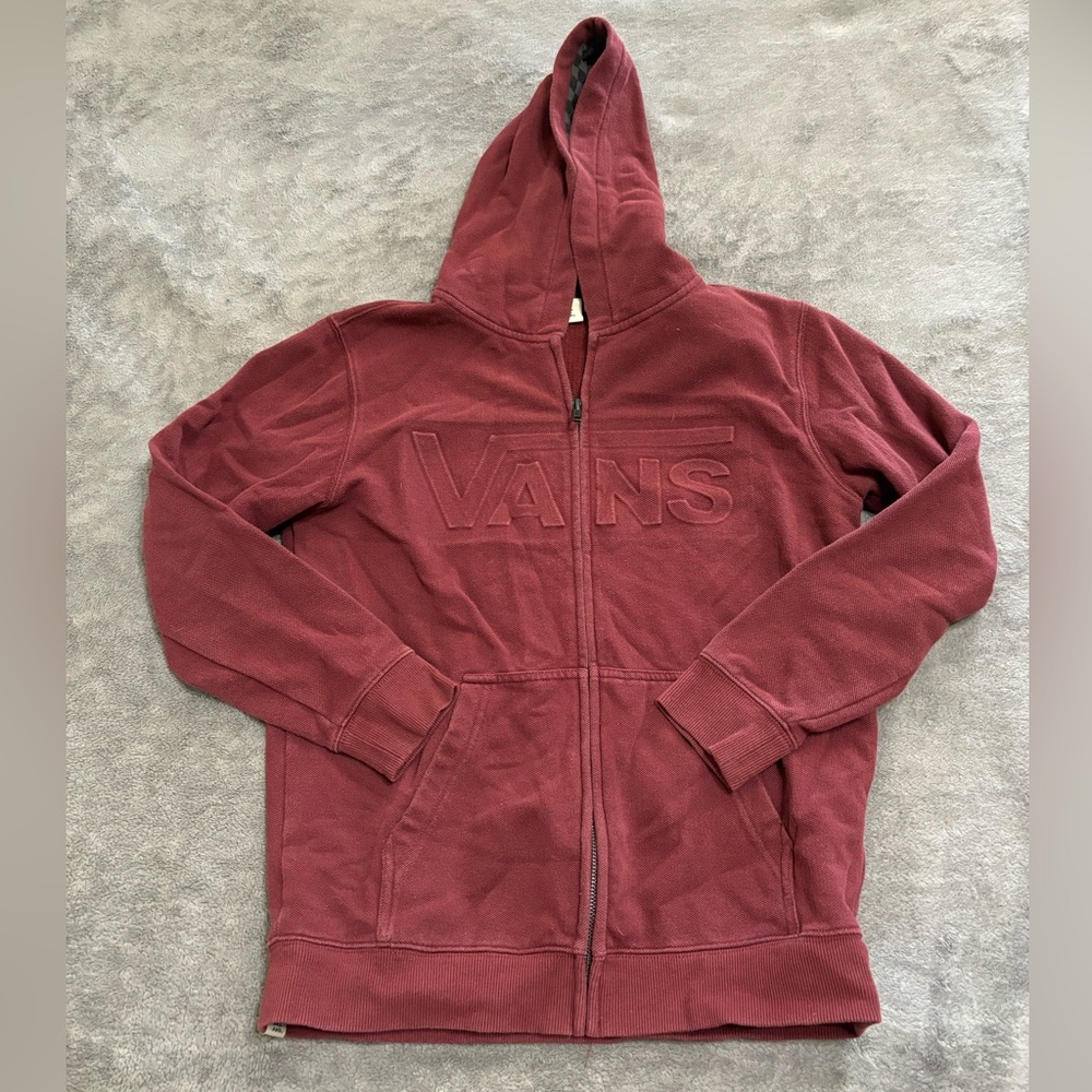 Vans Off the Wall Maroon Sweater Zip Up Hoodie